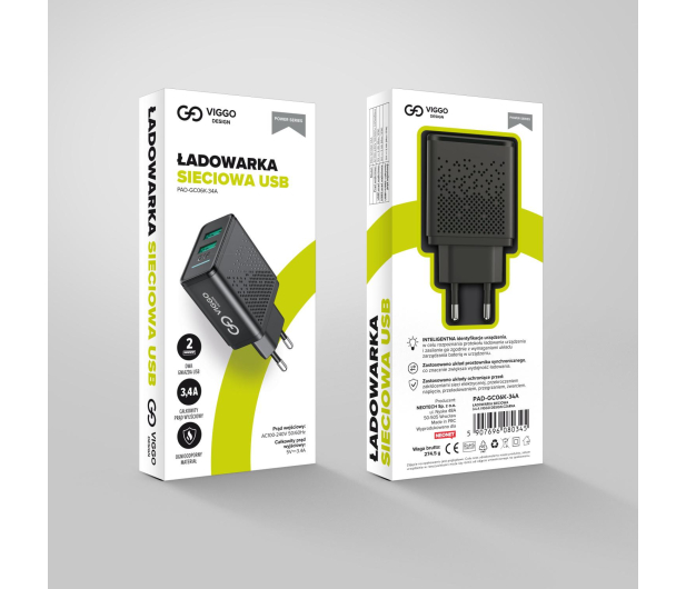 VIGGO DESIGN 2xUSB 3.4A Czarna - 1458562 - zdjęcie 6